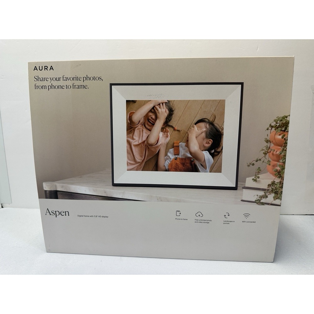 Aura Aspen 12" DIgital Frame, HD Dual-Orientation, Ink with Paper Mat NEW SEALED